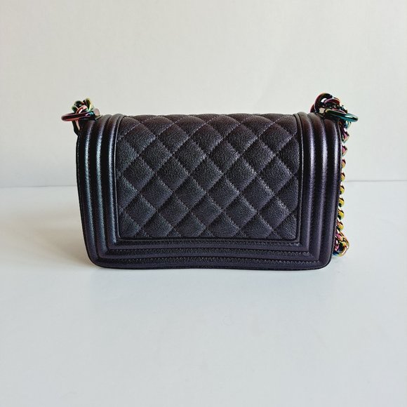 Chanel Purple Iridescent Quilted Leather Small Boy Flap Shoulder Bag - Picture 7 of 16